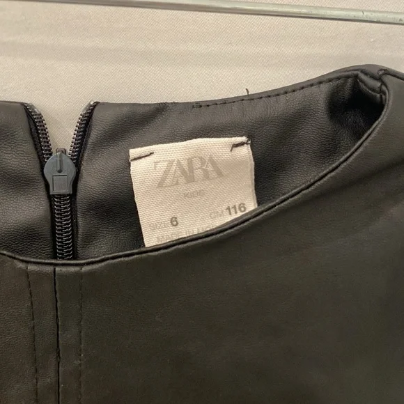 Zara kids faux leather (pleather) very soft shirt dress with pockets sz 6 - Picture 2 of 6